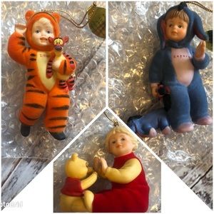 MINT Vintage Ashton Drake Christmas Heirloom Ornament Winnie the Pooh Set of 3
